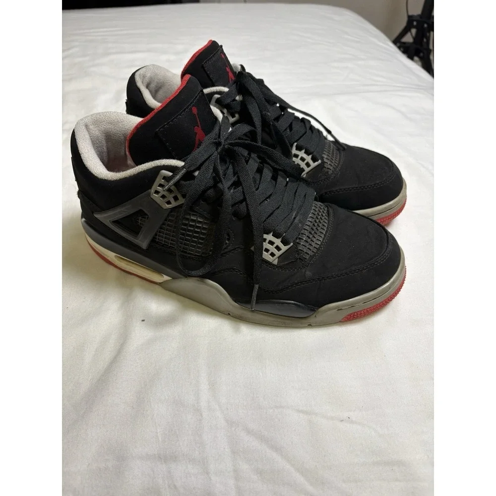 Nike Air Jordan 4 Retro OG Bred 2019 Black Cement 308497-060 Size 8 Men IV